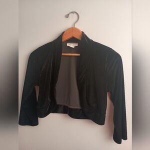 White House Black Market- Black Velvet Cropped Jacket- Size M